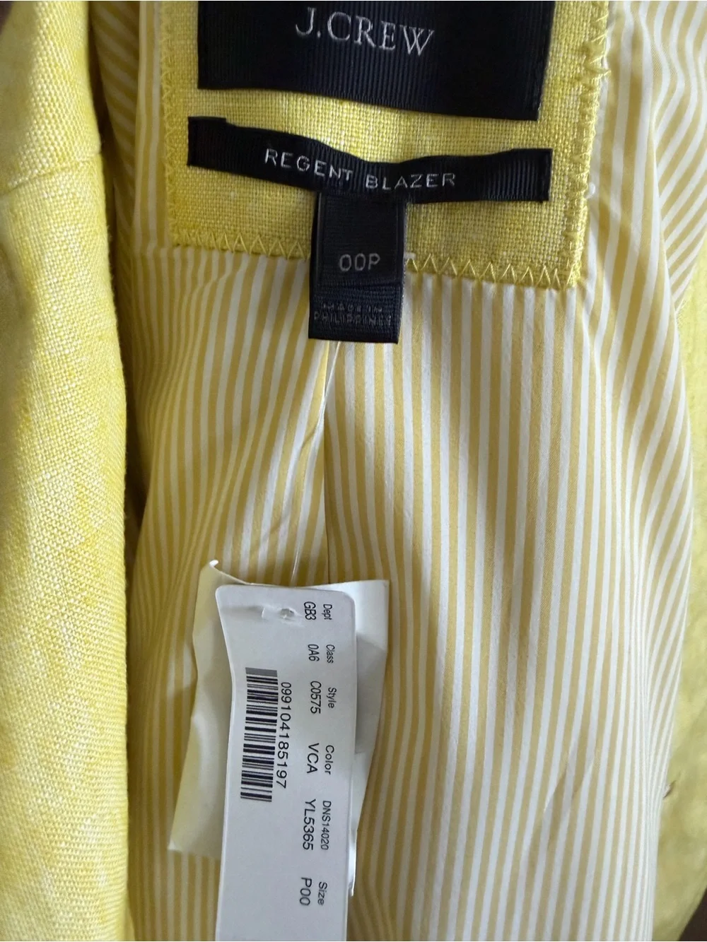 New! J. Crew Bright Yellow Linen Blazer - Picture 3 of 4